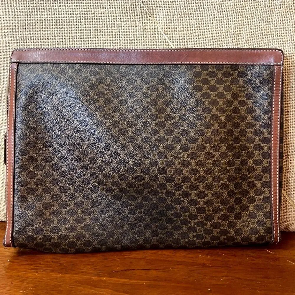 CELINE Vintage Triomphe Macadam Portfolio Document Bag